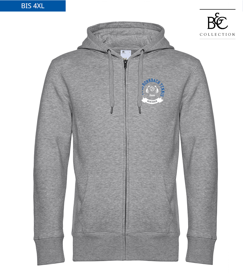 B&C Herren Zipped Hoodie Heather Grey "Bono"