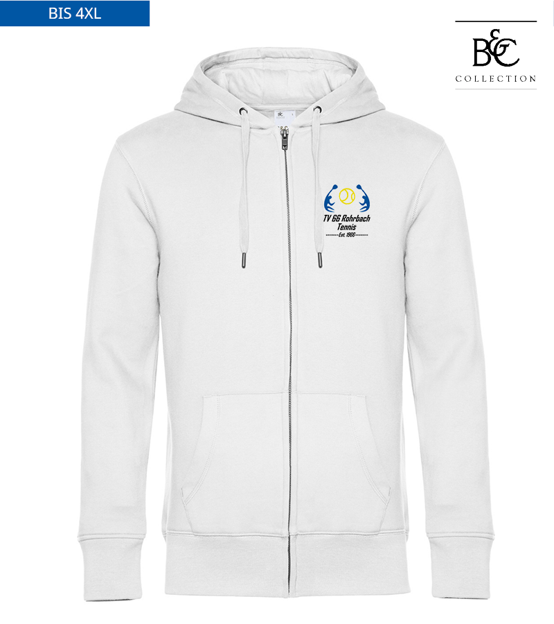 B&C Herren Zipped Hoodie White "Anton"