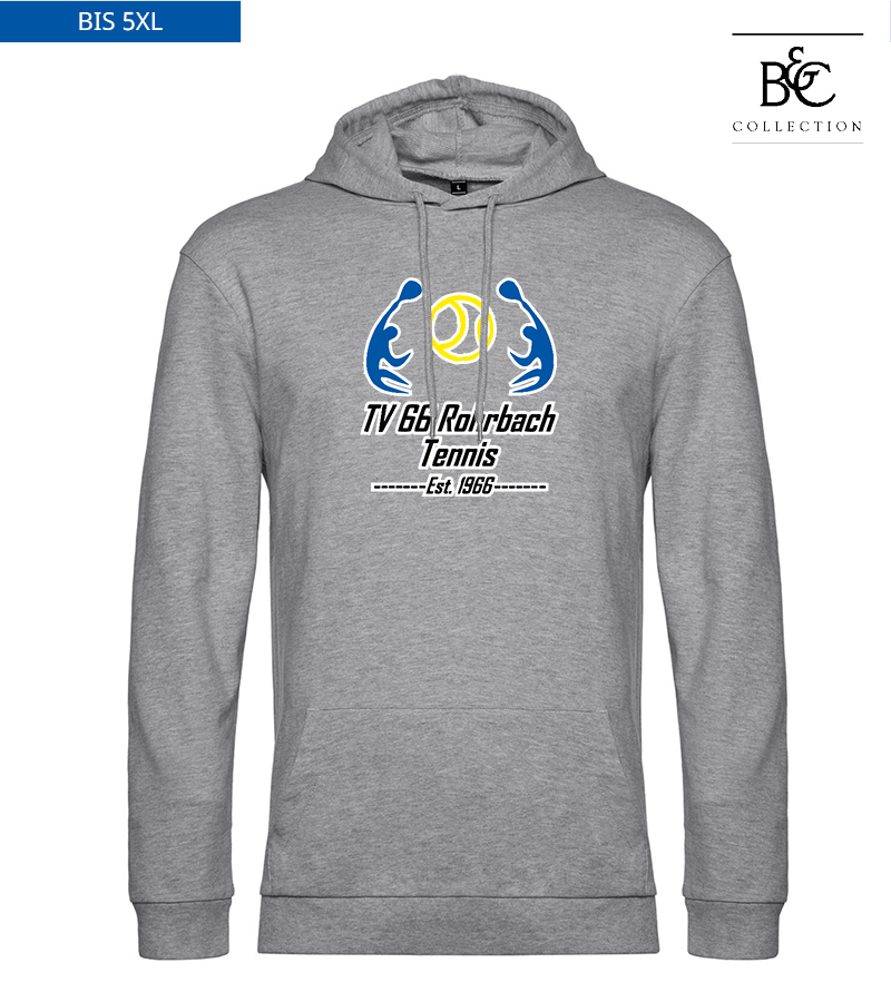 B&C Herren Hoodie Heather Grey "Anton Frontprint"