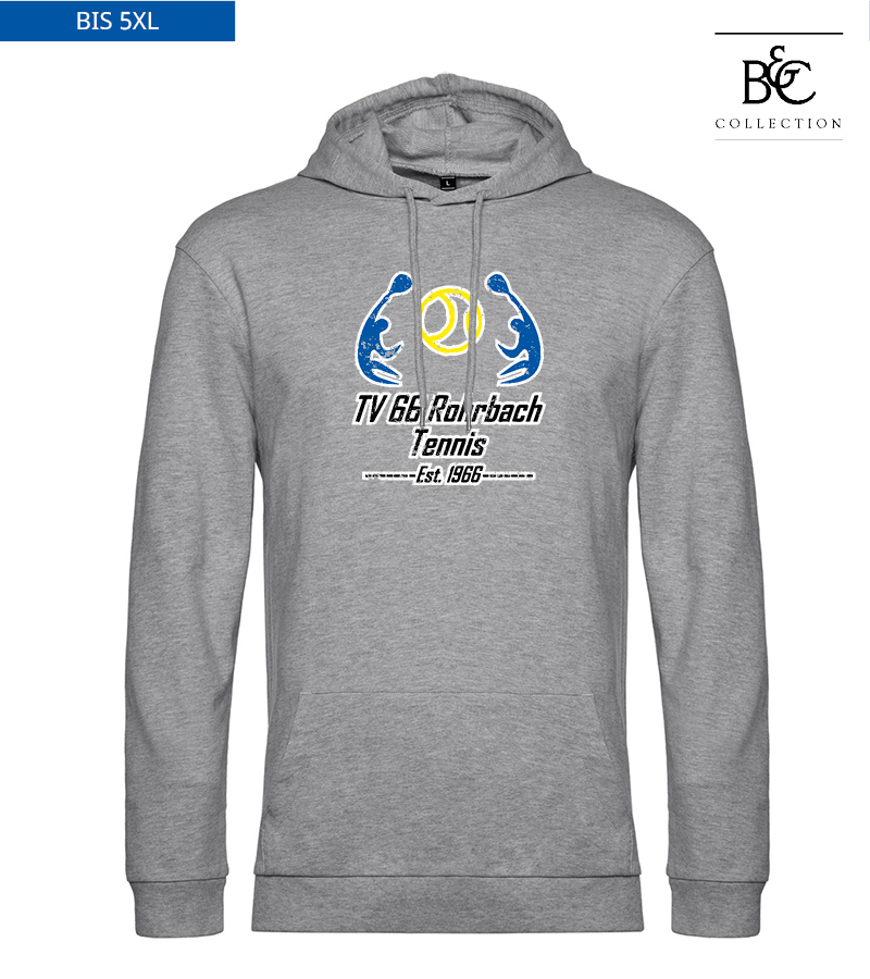B&C Herren Hoodie Heather Grey "Uwe Frontprint"