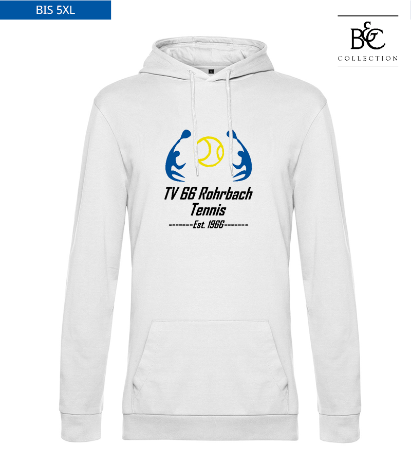 B&C Herren Hoodie White "Anton Frontprint"