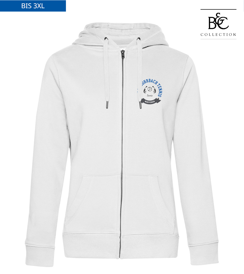 B&C Damen Zipped Hoodie White "Bono"
