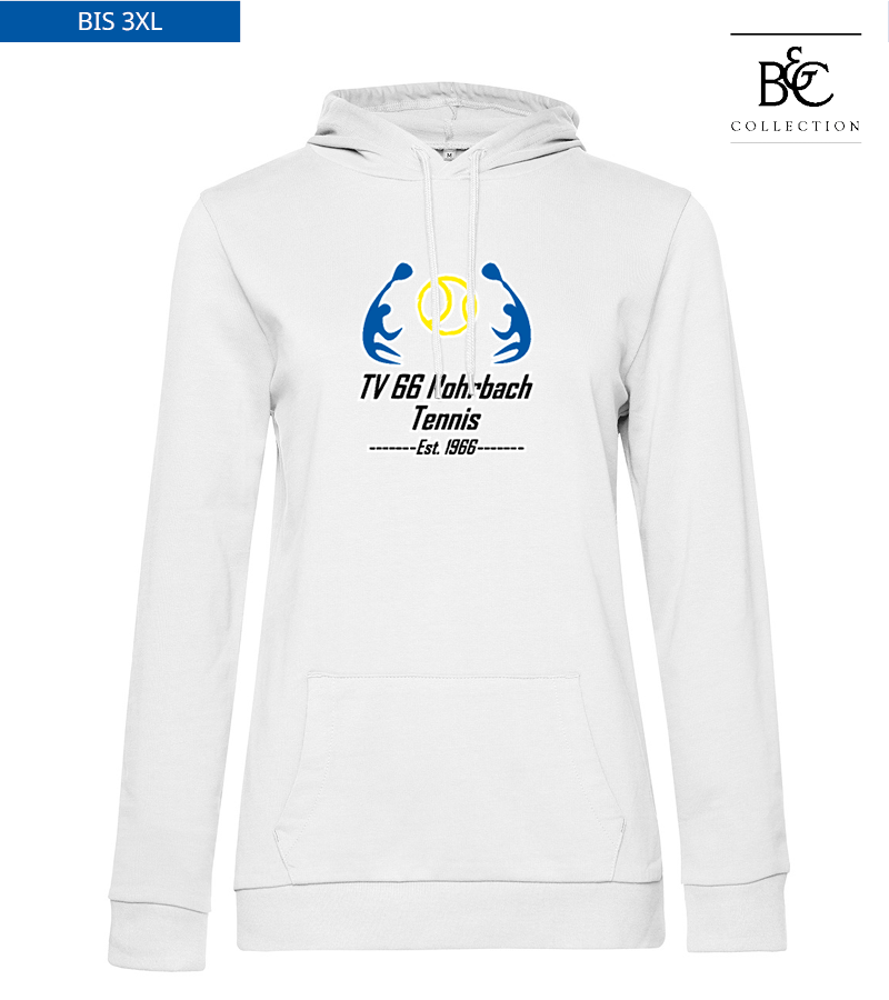 B&C Damen Hoodie White "Anton Frontprint"