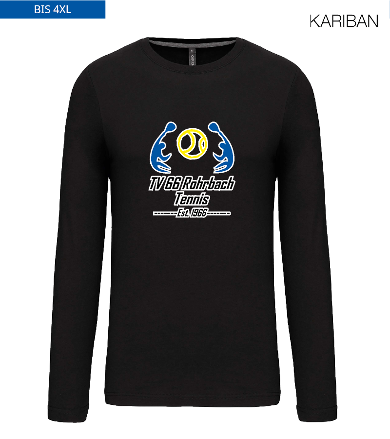 Kariban Herren Langarmshirt Black "Anton Frontprint"