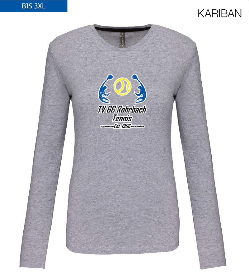 Kariban Damen Langarmshirt Oxford Grey "Uwe Frontprint"
