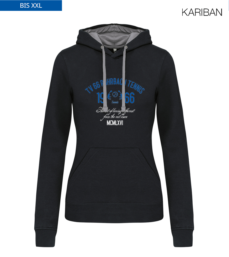 Kariban Damen Hoodie Black Fine Grey "Isack"