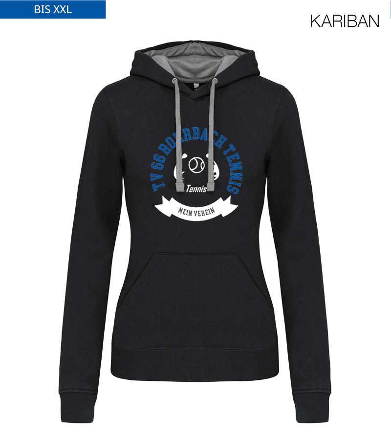 Kariban Damen Hoodie Black Fine Grey "Bono"