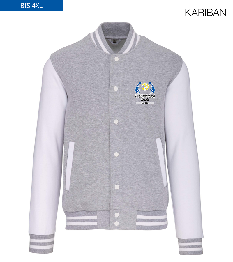 Kariban Unisex Collegejacke Oxford-Grey White "Anton"