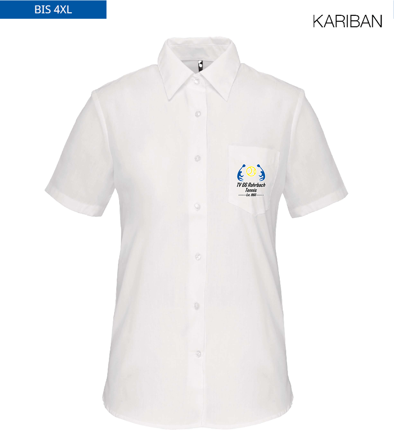 Kariban Damen Kurzarmbluse White "Anton"