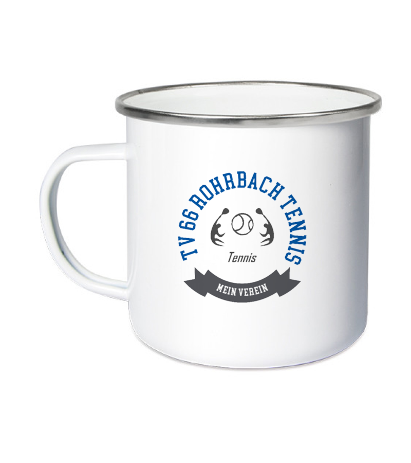 Emailletasse White Silver "Bono" B
